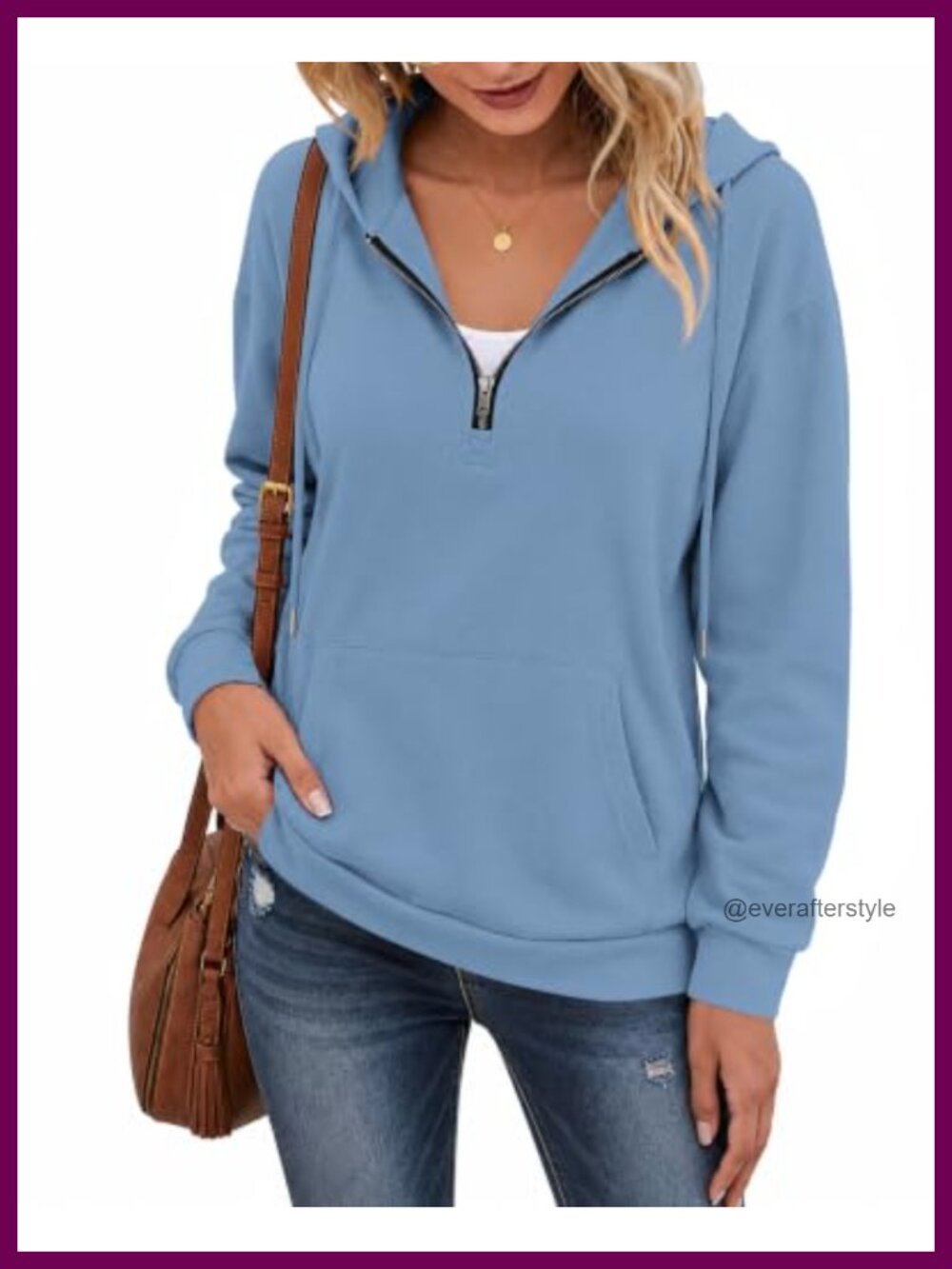 MISFAY Women's Quarter Zip Hoodie Sweatshirt with Pocket